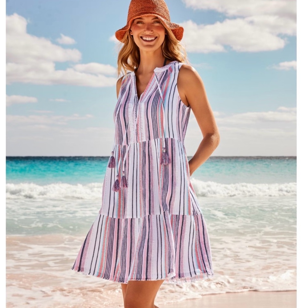 Tommy Bahama Mykonos Gauze Stripe Coverup Dress Size Large